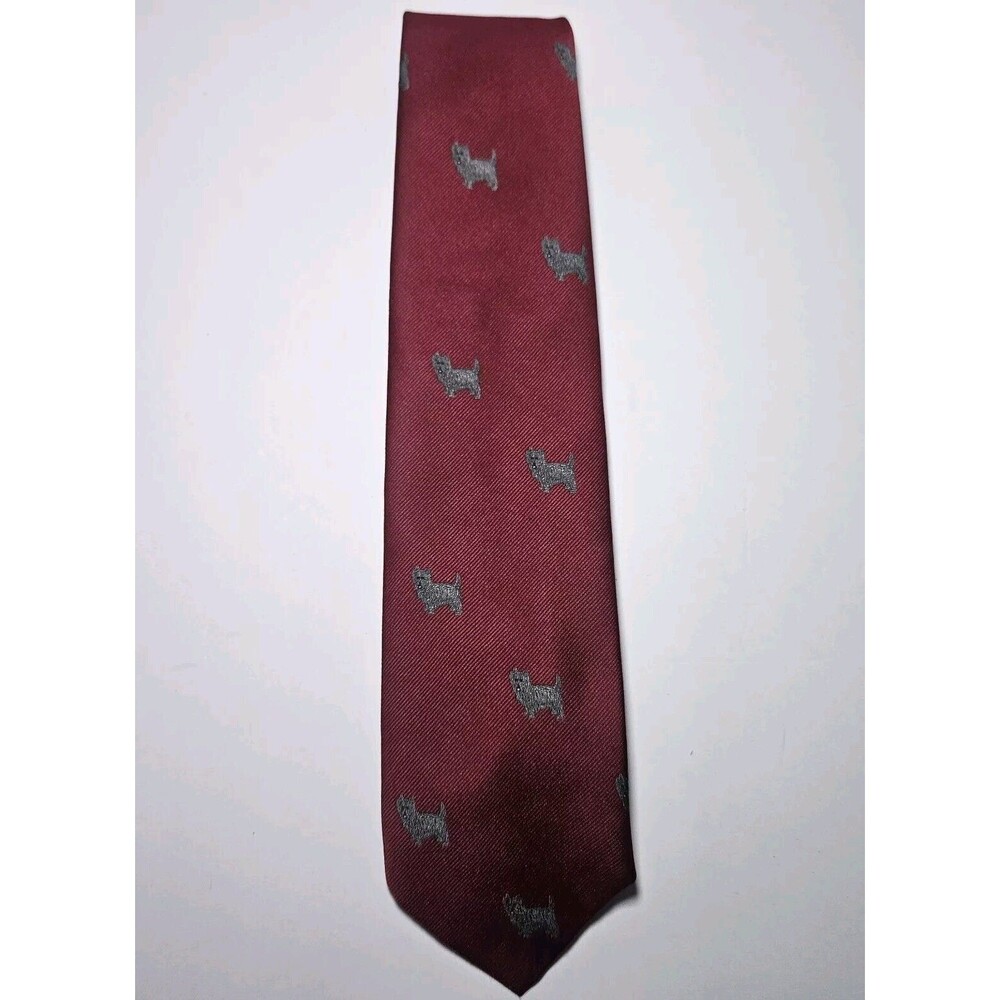 Vtg Chippmunk Creations Dog Tie /SKYE TERRIER/Burgundy